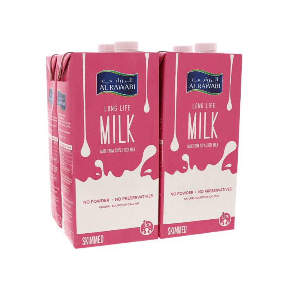 Al Rawabi UHT Milk Skimmed 1Lx4