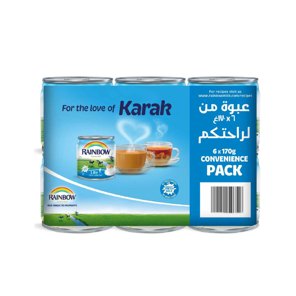 Rainbow Evaporated Milk Lite Vitamin D 6x170gm